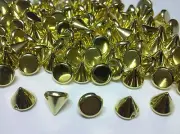 CraftbuddyUS 100piece Acrylic 10mm Gold Cone Spike Sew On Studs, DIY Bags, Shoes