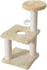 AIMALL Small Cat Tree 15.7in Sisal Scratching Post Climbing Tower for Kittens – Compact Indoor Cat Climbing Frame with Hanging Toy and Soft Resting Platform