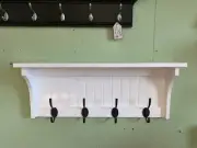 Modern Coat Rack , Wood Wall Shelf with Coat Hooks , Wall Mounted Coat Rack