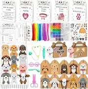 180 Pcs Adopt a Puppy Party Favors Include 12 Mini Plush Dogs 12 Adoption Card 12 Kraft Puppy Boxes 12 Check Card 5 Adopt Sign 24 Dog Stickers 1 Fence 102 Adopt a Dog Supplies for Adoption Party