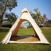 Latourreg 2 Person Outdoor Camping of 2M Canvas Camping Pyramid Tent Large Adult Teepee Pagoda Tent