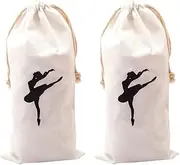 Angoily 2pcs Bag Ballet Dance Bag Ballet Bag Tote Insert Organizer Shoe Bag Dance Accessories Travel Shoe Case Shoe Pouch Sneaker Bag Toddler White Pointe Shoes Travel Bag Canvas, White, 27x13cm,