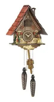 Quartz Cuckoo Clock Black forest house with music TU 466 QM NEW