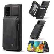 CaseMe Shockproof Samsung Galaxy A51 PU Leather Case Cover Wallet A515 [Black]