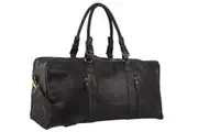 Pierre Cardin Rustic Leather Travel Business Trip Bag Overnight - Black