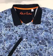 NWT $128 Robert Graham Amaro Floral Print. Blue Short Sleeve Polo Shirt L, M, S.
