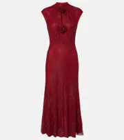 [Self-Portrait] Self-Portrait Embellished fishnet midi dress AU 14 red