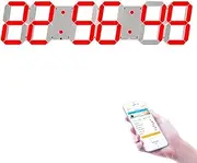 27 Inch LED Wall Clock, WiFi, 4-Digits Digital, Alarm, Auto Dimmer, Count Up/Down, Calendar, Thermometer, 8-Level Brightness, for Warehouse Cafeteria Industrial(Red)