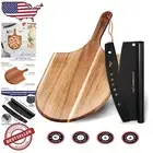 12" Acacia Wood Pizza Peel & Stainless Steel Rocker Cutter - Ultimate Pizza Set