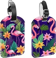 [CWAGFEQZ] 2-Pc Luggage Tags for Suitcases,Travel Tags for Luggage,Leaves Toucans Flamingo