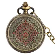 Retro Bronze Quartz Analog Pocket Watches with Pendant Necklace Chain Gifts VIP