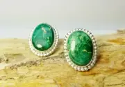 Earrings (E331) Washoe Broken Arrow Turquoise Oval Posts