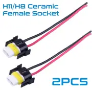 2x Wire Pigtail H11 Female Wiring Harness Fog Light Ceramic Socket Plug Lamp Fit