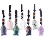 Mini Fish Pendant for Keychain Crystal Gemstone Chakra Necklace Healing Keyring