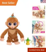 furReal Peanut The Playful Monkey Interactive Toy, 15-inch Realistic Plush, K...