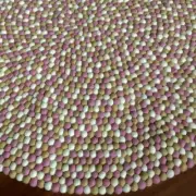 120cm Felt Ball Rug - Nursery Decor Wool Mat - Light Pink, White & Khaki Mix Ru