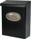 Designer Galvanized Steel, Locking Wall Mount Mailbox, Black with Satin Nickel