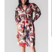 NWT Never A Wallflower Elastic Collar Dress Patchwork Quilt Dress, XS