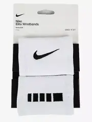 Nike Unisex Elite Double Wide Wrist Band Run White 2PCS GYM Wristband DX7055-101