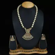Indian Designer Necklace Earrings Pearl Bridal Wedding mala Jewelry Set