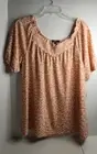 ANGELS FOREVER YOUNG Top Large NWT Floral Boho Peasant Style Salmon Color Floral