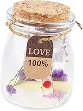 GOOHOCHY Creative Glass Jar with Wooden Cork Lid Assorted Flower Wishing Bottle for Messages and Candy for Weddings and Parties