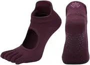 [SLEDEZ] Yoga Socks for Women Women's Full Finger Five Finger Yoga Socks Dance Sports Socks(Purple)