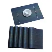 Placemats Set of for Dining Table Woven Vinyl Kitchen Place Mat 8 Dark Blue