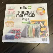 Ello Plastic Reusable Food Storage BPA-Free Travel Bags 14-Pack