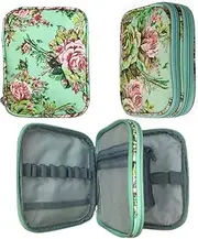 Crochet Hook Case Without Hooks and Accessories, Storage Organizer Bag with Web Pockets for Various Crochet Needles/Knitting Accessories/Crochet Hook Kit Tools, Lightweight, Easy to Hold Green case
