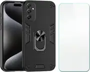 Case Compatible with Samsung Galaxy A34 5G，Compatible with Samsung Galaxy A34 5G Phone Case Cover [Screen Protection Film] [Car Magnetic Metal Stand] Bla