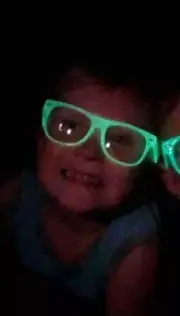 GREEN KIDS GLOW IN THE DARK VINTAGE RETRO CLEAR LENS PARTY GLASSES UVB UVA