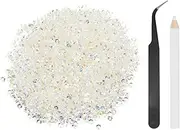 uxcell 4000pcs Flatback Rhinestones Resin, SS16 4mm Resin Rhinestones Bulk Round Shine Gems with Pickup Tools for DIY Nail Art Tumblers Mugs Clothes, Clear AB