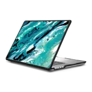 MacBook Pro 16-inch (M1 - M4) Impact Case COLOR SPLASH 1 MACBOOK, TEAL BLUE OCEAN WAVES ABSTRACT BEACH SEA SUMMER TEXTURED PAINTING By Ebi Emporium