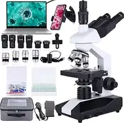 [Herwicm] Compound Trinocular Microscope, 40X-5000X Magnification, LED Illuminated, ABS Acrylic, Trinocular Microscope 02