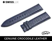 Crocodile Alligator Leather For ORIS Watch NAVY BLUE Strap Band Buckle/Clasp