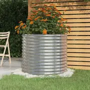 vidaXL Garden Planter Powder-coated Steel 80x80x68 cm Silver
