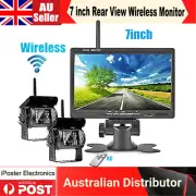 2x Wireless Rear View Camera for Bus Truck Caravan Car 7" Monitor Screen 12-24V