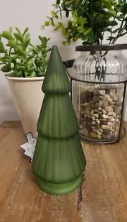 NEW Lit Frosted Glass Green Christmas Tree Lights Up 8" Table Decoration Target