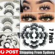7 Pairs Natural Mink Fake Lashes Set 3D Mixed Layered Long Soft False Eyelashes