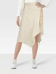 Cream Asymmetric Midi Skirt