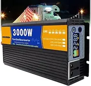 12V to 220V 3000W Power Inverter, LCD Display with Socket Solar Inverter Dual USB Fast Charging for Phone Laptops Car Inverter