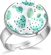 [FVQL] Adjustable Ring for Girls, seamless plant pattern cartoon, 1.7cm/0.67inch, Glass, glass