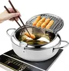 Deep Fryer Pot, 11 Inch/4.2 L Janpanese Style Tempura Frying Pot with Lid, 304 S