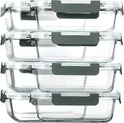 [8 Packs,30 oz]Glass Meal Prep Containers,MCIRCO Glass Food Storage Containers,Airtight Glass Lunch Containers with Lids - BPA-Free Microwave, Oven, Freezer and Dishwasher Safe