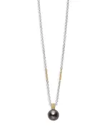 Lagos 18K Yellow Gold & Sterling Silver Luna Pearl Pendant Necklace, 16-18