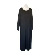 Vintage Cathy Hardwick Maxi Dress 2X Shift Long Sleeve Black Stretch NEW