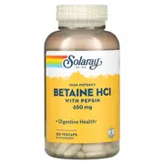 Solaray, High Potency Betaine HCL with Pepsin, 650 mg, 250 VegCaps
