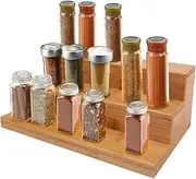 Clevinger Spice Rack Kitchen Cabinet Organizer, 3 Tier Bamboo Display Storage Shelf, Modern Kitchen Cabinet Pantry Compact Caddy Rack - Holds Spices/Herb Bottles, Jars (1 Pack)