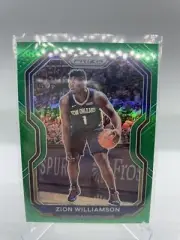 2020-21 Prizm ZION WILLIAMSON GREEN PRIZM SP #185 Pelicans 2nd Year